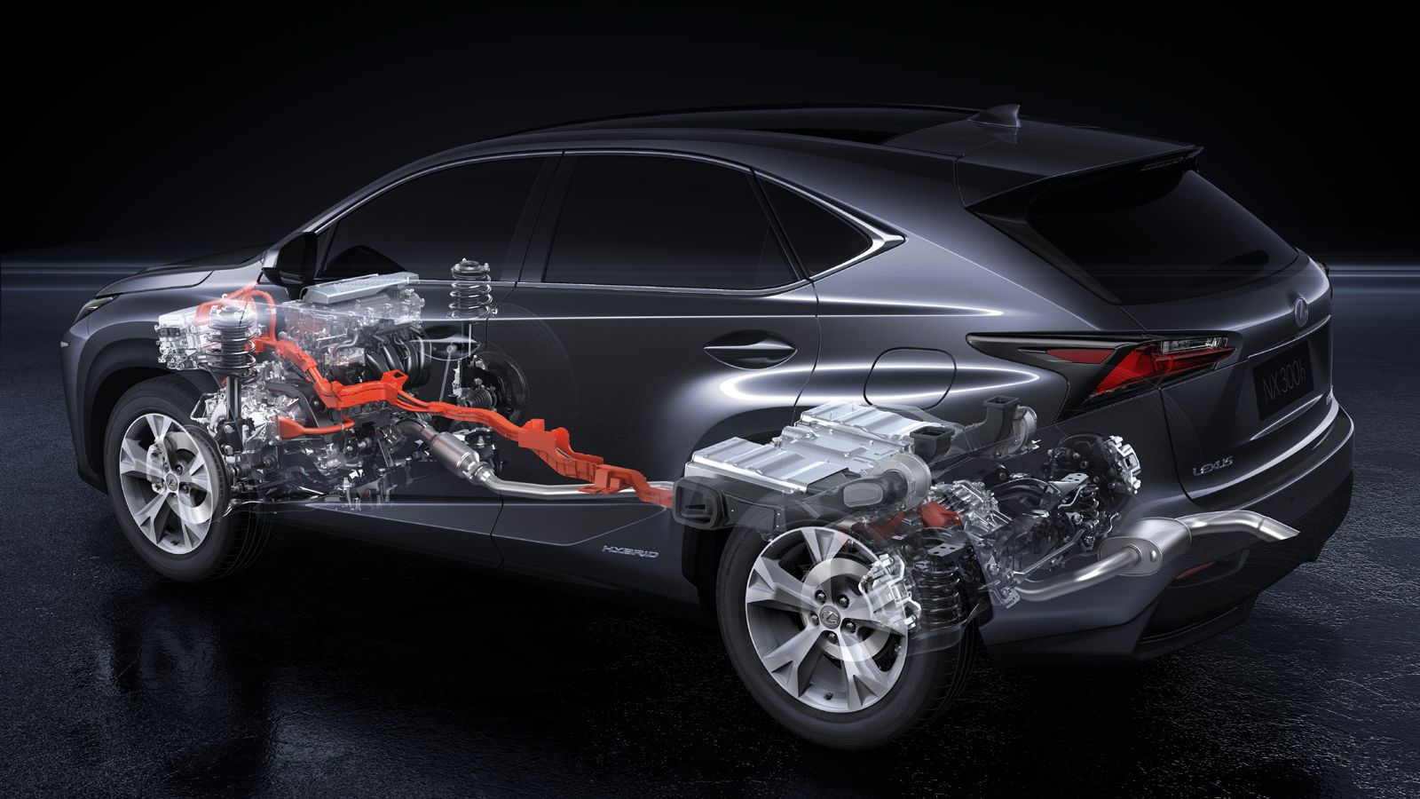 Το υβριδικό σύστημα του NX 300h αποτελείται από έναν βενζινοκινητήρα και δύο ηλεκτροκινητήρες, ο καθένας εκ των οποίων στέλνει ροπή στους άξονες, δημι